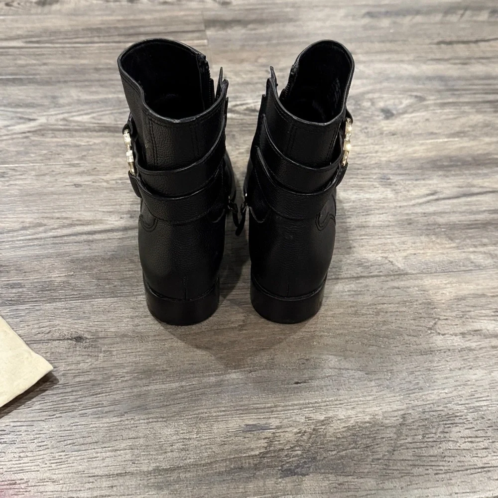 Tory Burch Gemini Black Leather Ankle Boots Size 6.5 Women’s